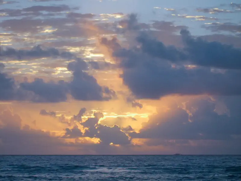 Sunrise over the Caribbean shoreline in Playa del Carmen
