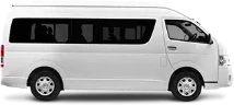 White private passenger van used for Cancun Airport transportation